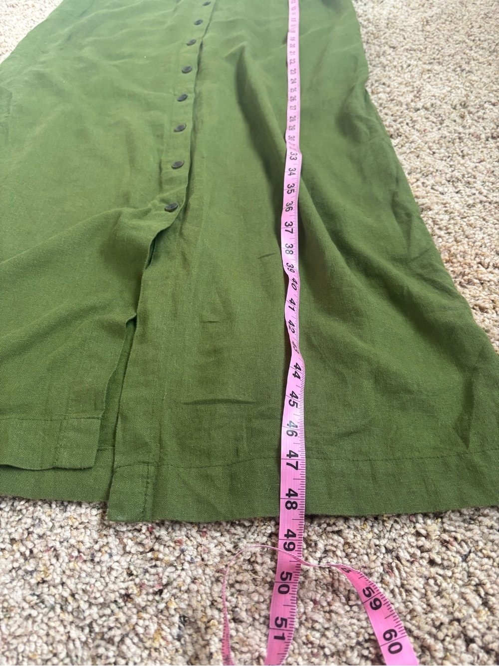 Olive Green Button-Front Sleeveless Midi Dress - Picture 7 of 7